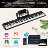 Teclado de piano plegable de 88 teclas, portátil, semipesado, eléctrico, negro
