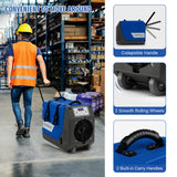 180 PPD Commercial Dehumidifier with Pump Drain Hose and Wheels-Blue