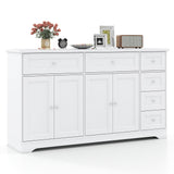 Aparador de bufé de 59" con barra de café moderna y mesa consola - Blanco
