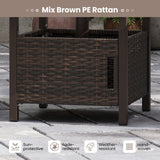 Mesa auxiliar de exterior con agujero para sombrilla de 4.9 cm, de mimbre PE, para patio, para todo tipo de clima - Marrón