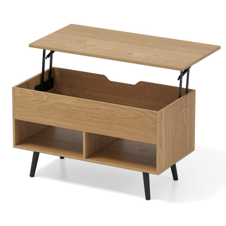Mesa de centro elevable de 31.5 pulgadas con almacenamiento oculto y 2 estantes abiertos