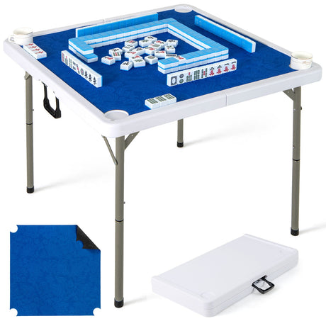 Mesa de Mahjong Plegable de 35 Pulgadas para 4 Jugadores con Portavasos
