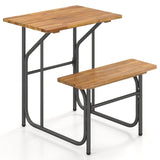 Conjunto de mesa y banco de patio de madera de acacia, mesa de picnic y asiento de un lado