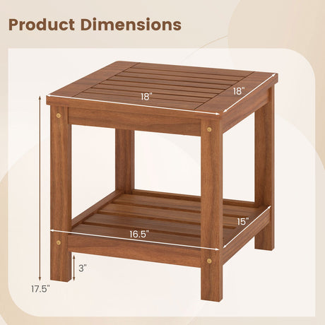 Mesa Auxiliar Exterior de 2 Niveles con Estante de Almacenamiento para Patio