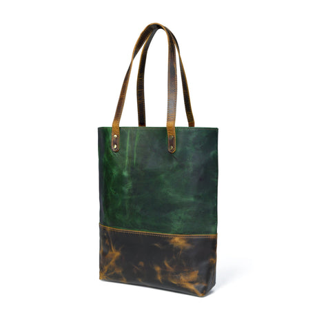 Bolso tote de cuero verde para mujer