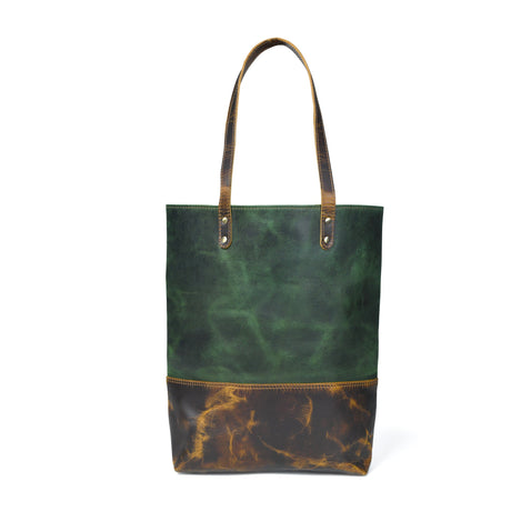Bolso tote de cuero verde para mujer