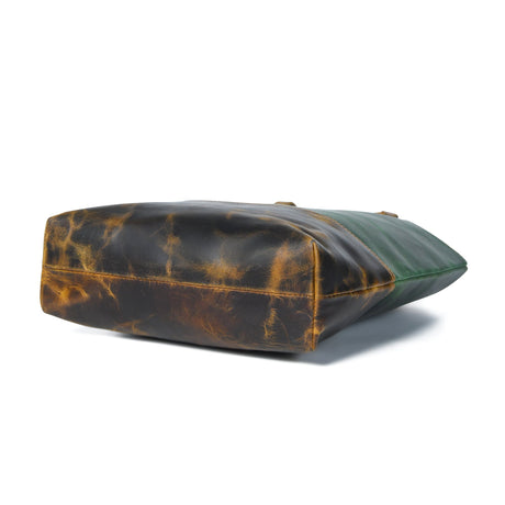 Bolso tote de cuero verde para mujer