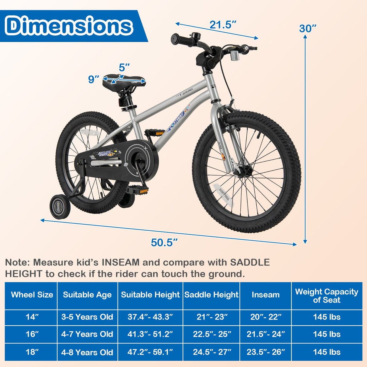 Bicicleta para niños y niñas de 4 a 7 años de 16 pulgadas, ajustable con cuadro de acero de alto carbono - 16 pulgadas