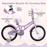 Bicicleta de niña de 18 pulgadas con cesta y ruedas de entrenamiento desmontables para edades de 4 a 8 años - 18 pulgadas