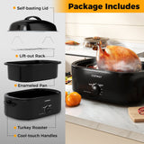 18QT Electric Roaster Oven with Self-Basting Lid Turkey Roaster with Removable Pan