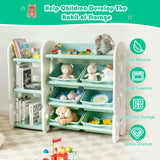 Organizador de almacenamiento de juguetes para niños con cubos y estante multicapa para dormitorio o sala de juegos