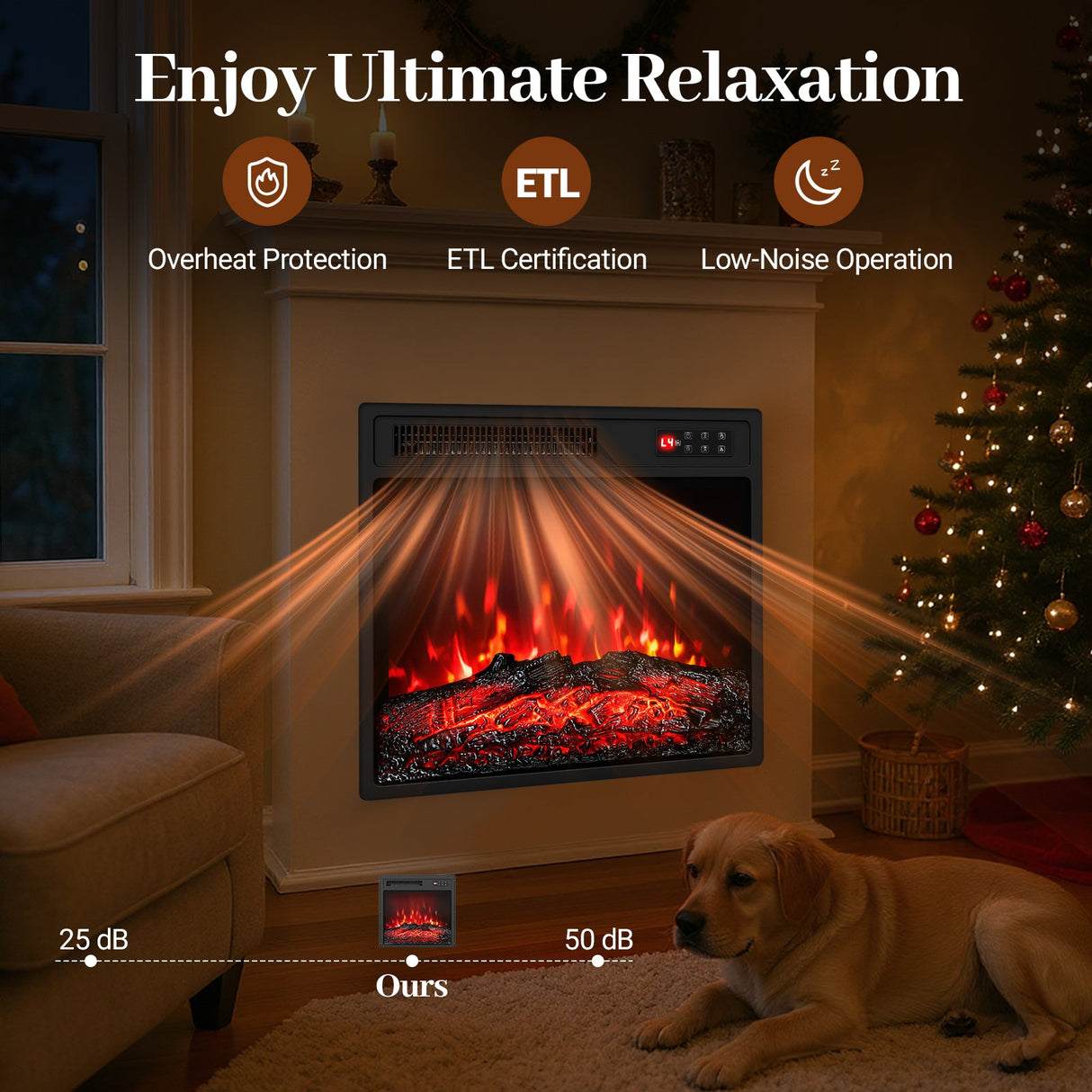 Inserto de chimenea eléctrica de 18 pulgadas con control remoto y 7 colores de llama realistas
