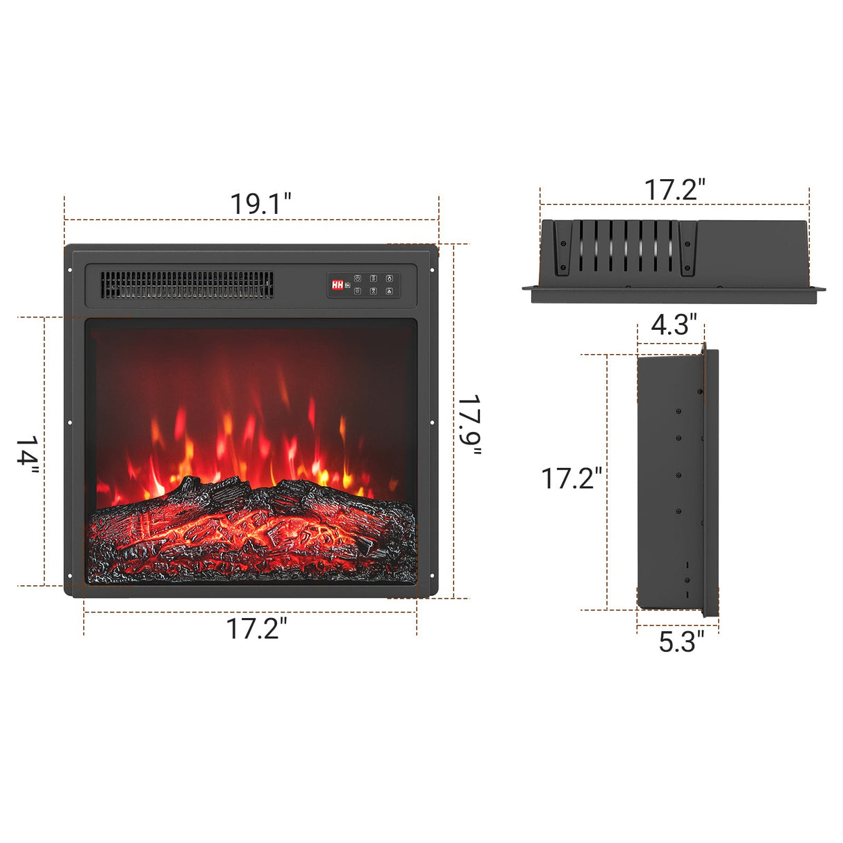 Inserto de chimenea eléctrica de 18 pulgadas con control remoto y 7 colores de llama realistas