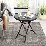 18 Inch Folding Side Table Patio Round Compact Coffee Table