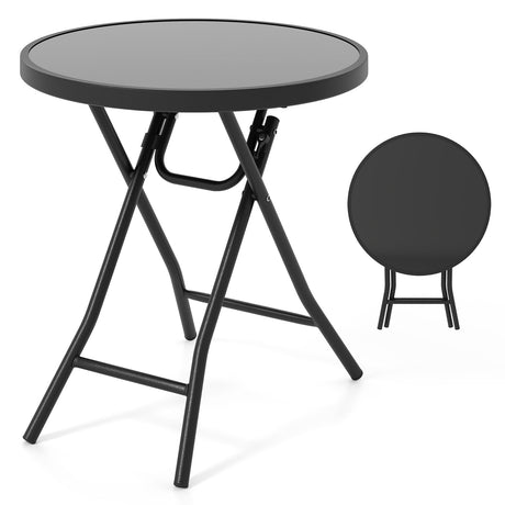 Mesa auxiliar plegable de 18 pulgadas, mesa de centro redonda compacta para patio