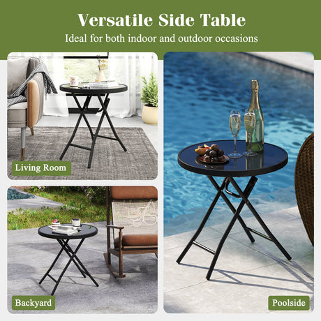 Mesa auxiliar plegable de 18 pulgadas, mesa de centro redonda compacta para patio