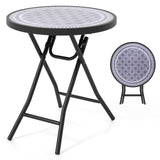 18 Inch Folding Side Table Patio Round Compact Coffee Table