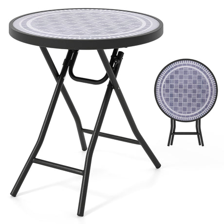 Mesa auxiliar plegable de 18 pulgadas, mesa de centro redonda compacta para patio
