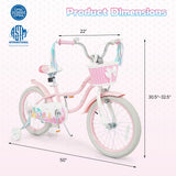18-Inch Kids Bike Adjustable with Basket and Streamers Pink
