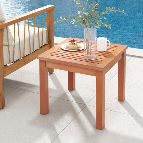 Mesa auxiliar de exterior Adirondack cuadrada de 18 pulgadas con tablero de listones