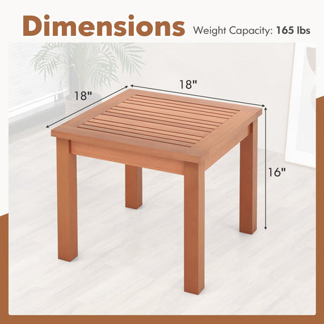 Mesa auxiliar de exterior Adirondack cuadrada de 18 pulgadas con tablero de listones