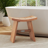 Banco de ducha de madera de teca de 18 pulgadas con asiento curvo para baño