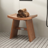 Banco de ducha de madera de teca de 18 pulgadas con asiento curvo para baño