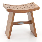 Banco de ducha de madera de teca de 18 pulgadas con asiento curvo para baño