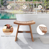 Banco de ducha de madera de teca de 18 pulgadas con asiento curvo para baño