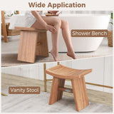 Banco de ducha de madera de teca de 18 pulgadas con asiento curvo para baño