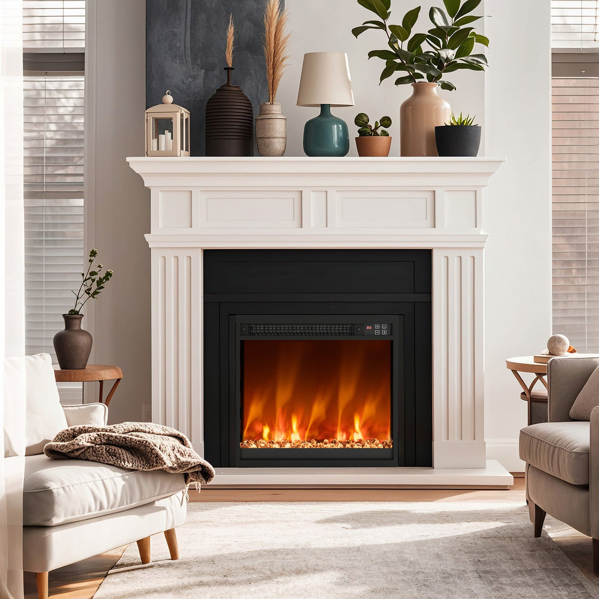 Inserto eléctrico de chimenea de 1500W de 18/23/26 pulgadas con control remoto