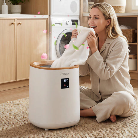 Calentador de toallas grande de 18 L con pantalla LED para baño - Blanco