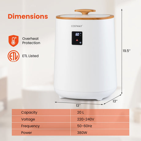 Calentador de toallas grande de 18 L con pantalla LED para baño - Blanco