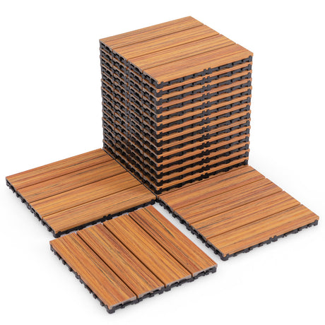 18 piezas de baldosas entrelazadas para terrazas de 30 x 30 cm para un área total de empalme de 1,7 m² - Marrón