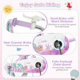 Bicicleta para niños de 18 pulgadas, ajustable con cesta y serpentinas, morada - Temática "Princesa del Mar"