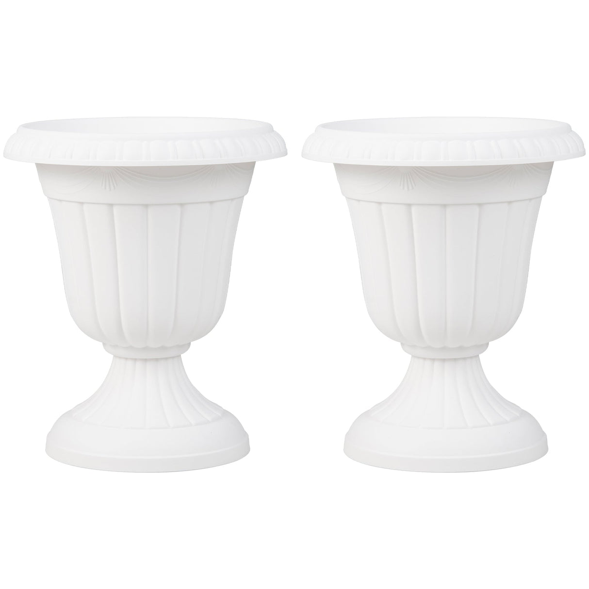18 inch Tall Vintage Planters Set of 2 with Pedestal Base and Pre-marked Drain Hole