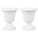18 inch Tall Vintage Planters Set of 2 with Pedestal Base and Pre-marked Drain Hole