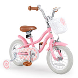 14 Inch Kids Bike with Training Wheels and Basket for Boys Girls 3-5 Years Old-14 inches