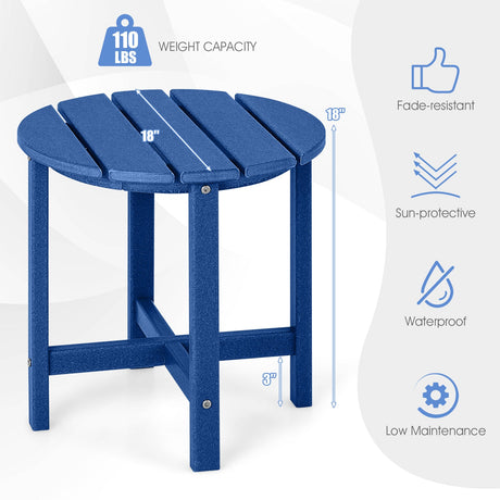 Mesa auxiliar Adirondack redonda de 18 pulgadas, resistente a la intemperie