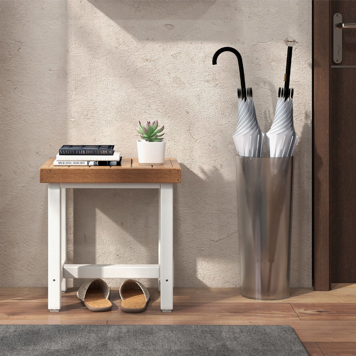 Taburete de ducha de baño impermeable de 18 x 12 pulgadas - Marrón