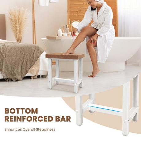 Taburete de ducha de baño impermeable de 18 x 12 pulgadas - Marrón