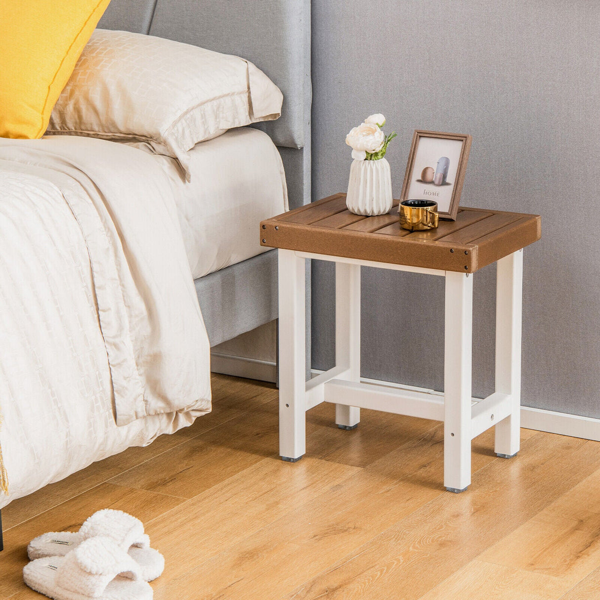 Taburete de ducha de baño impermeable de 18 x 12 pulgadas - Marrón