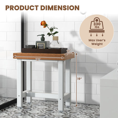 Taburete de ducha de baño impermeable de 18 x 12 pulgadas - Marrón