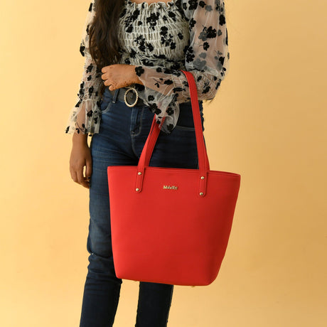 Bolso grande de piel vegana Era - Rojo coral