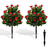 Árbol Artificial de Camelias de 31 Pulgadas, Juego de 2, Árboles de Flores Falsas - Verde