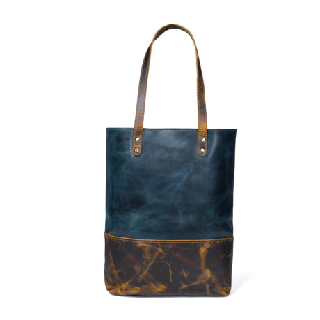 Bolso tote de cuero azul para mujer