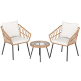 Juego de bistro de 3 piezas para patio con estructura de metal de alta resistencia - Beige