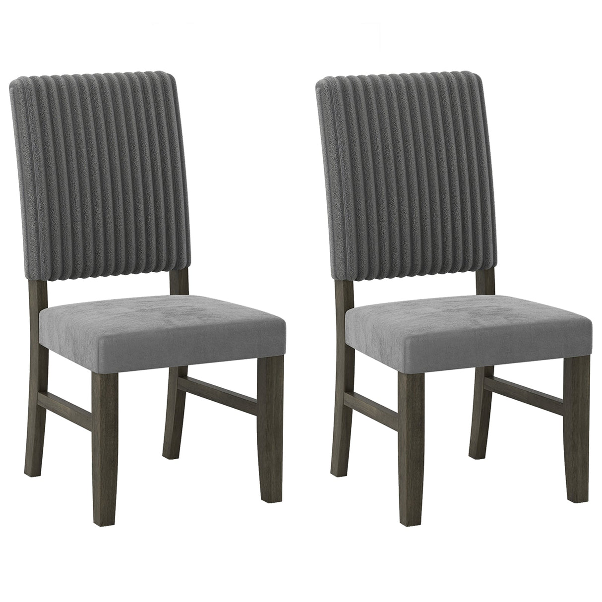 Juego de 2 sillas de comedor tapizadas en terciopelo gris, estilo moderno de mediados de siglo