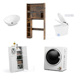 Juego de baño moderno de 5 piezas: mueble sobre inodoro + bidé inteligente + lavabo ovalado + mueble de suelo + secadora de ropa