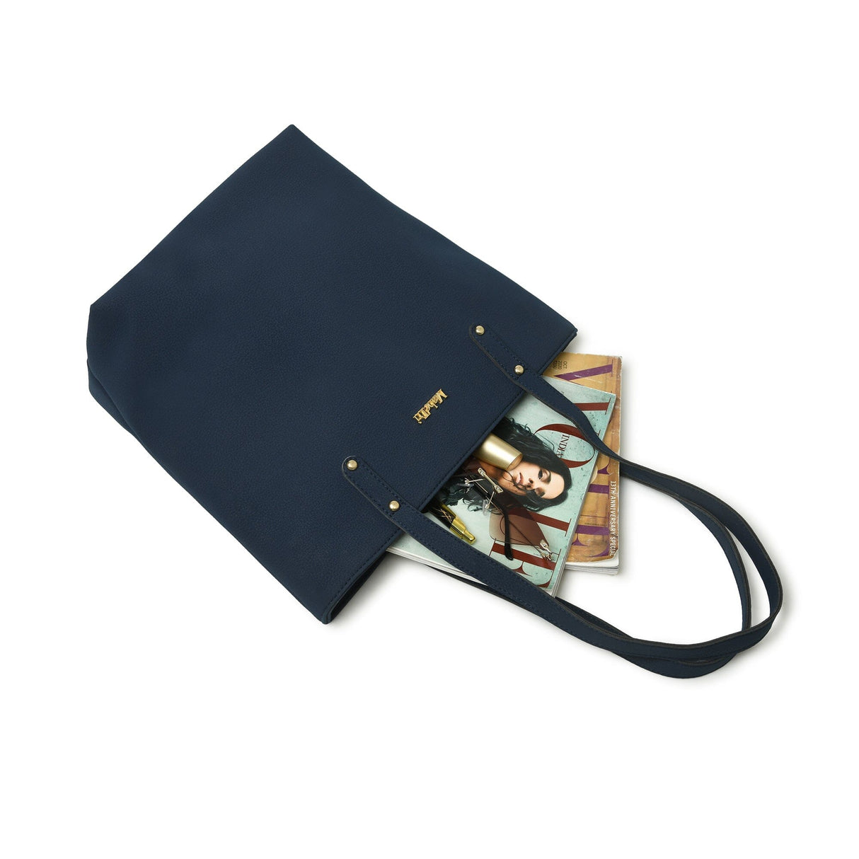 Bolso tote de cuero vegano Era - Azul marino